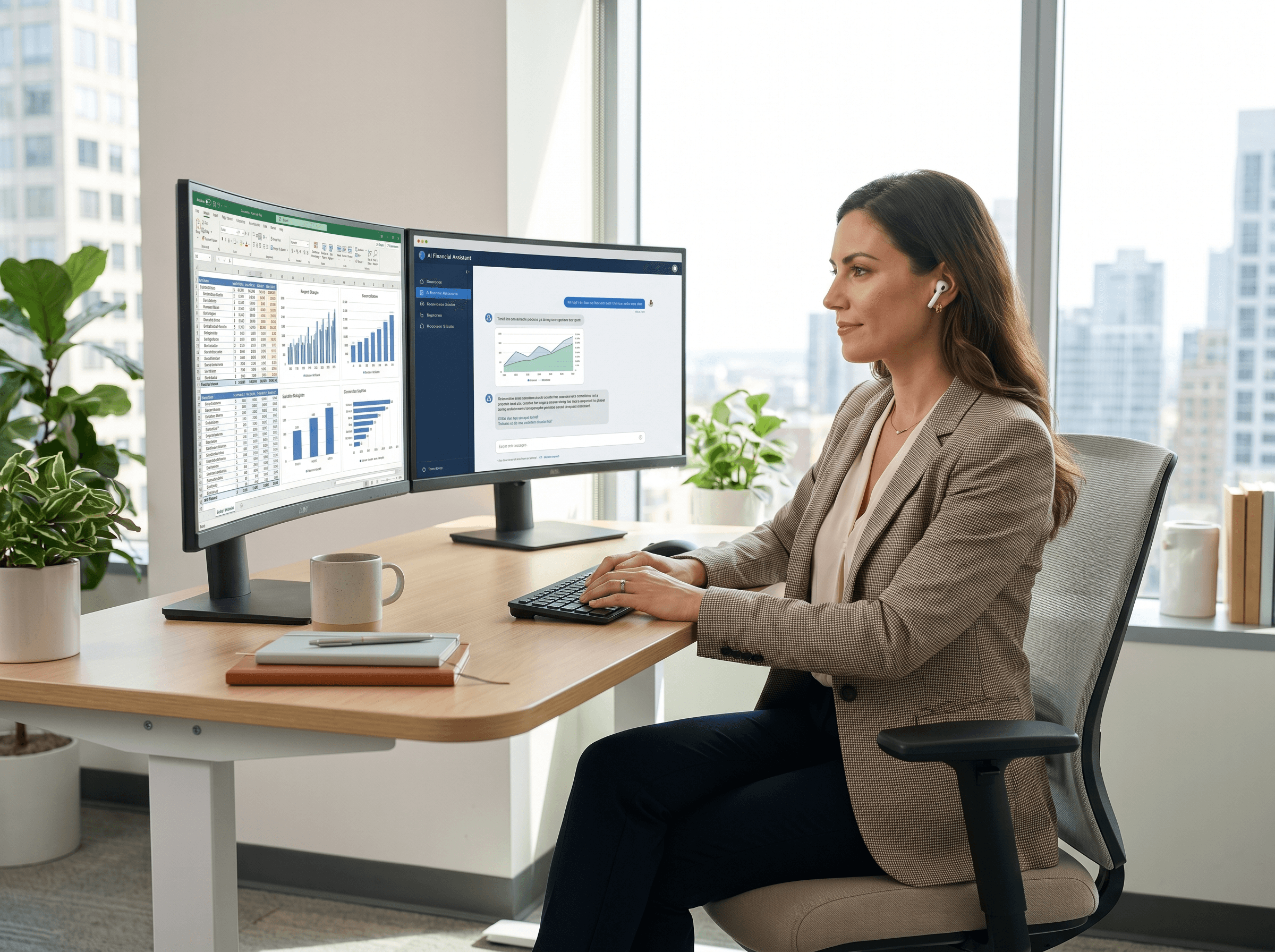 Finance professional using AI at their desk